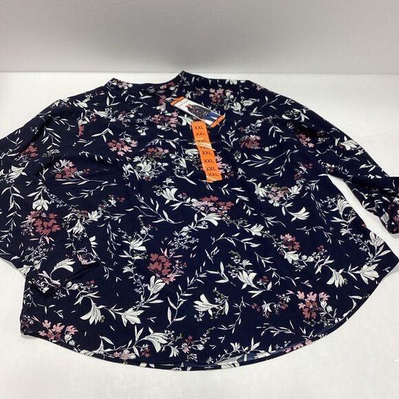 Hilary Radley Floral Blouse Tunic Blue XXL NWT - Picture 2 of 10